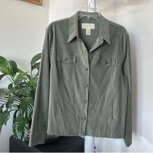Vintage Norton McNaughton Suede like Button up Jacket/Shaket/Shirt Sz 12/L Green